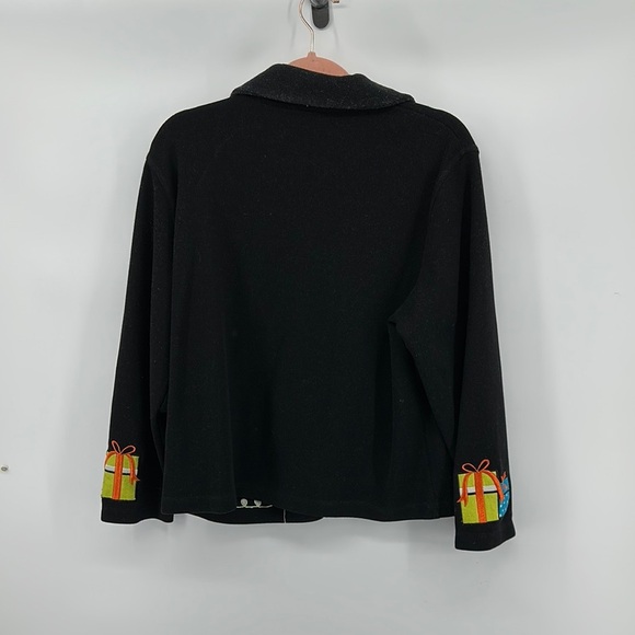Onque Casuals Ugly Christmas Black&Red Cardigan Sweater w/Festive Designs SzL - Picture 7 of 12